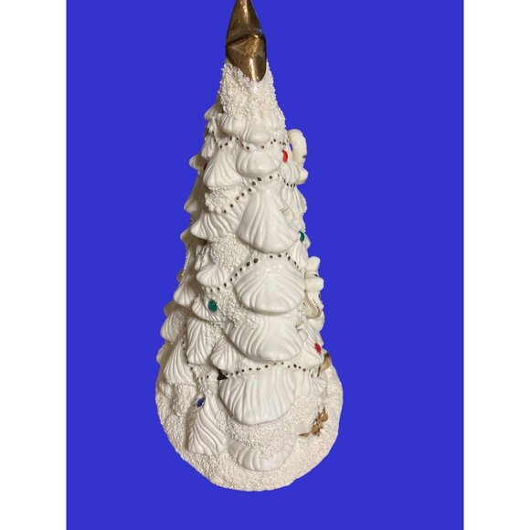 Ceramic Light-Up Christmas Tree With Decorations And Gold Colored Accents - Picture 4 of 10